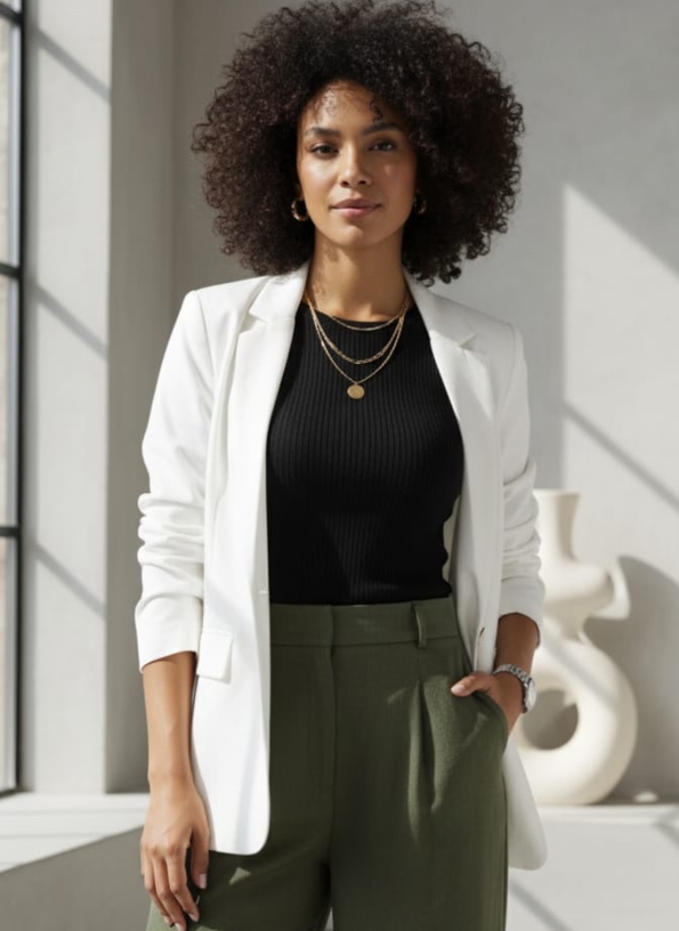 Blazer Los Ángeles de lino blanco