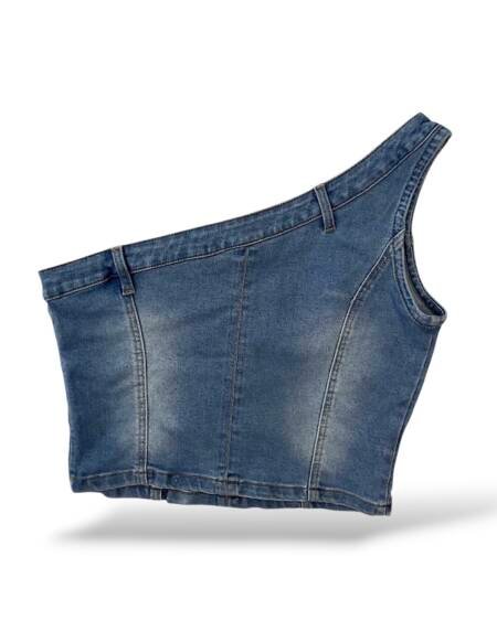 Blusa Jean Un Hombro Talla L